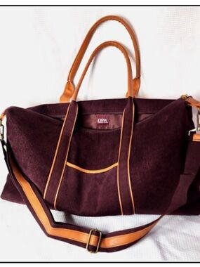 DSW Burgundy and Tan Travel Weekender Bag